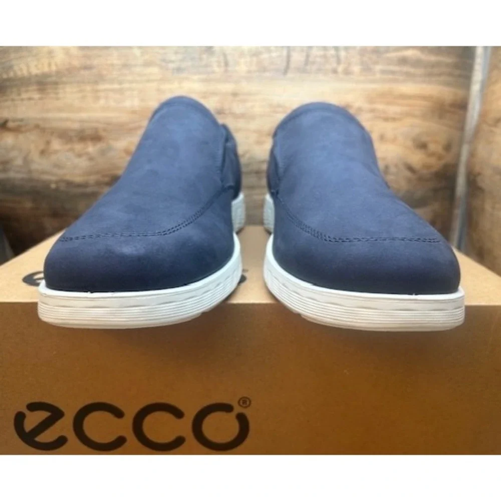 ECCO Men's S Lite Hybrid Slip On Leather Comfort Shoes Marine Blue NIB - 10-10.5